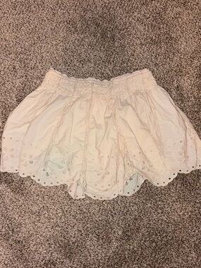 Zara Cream Lace-Trim Tiered Mini Skirt